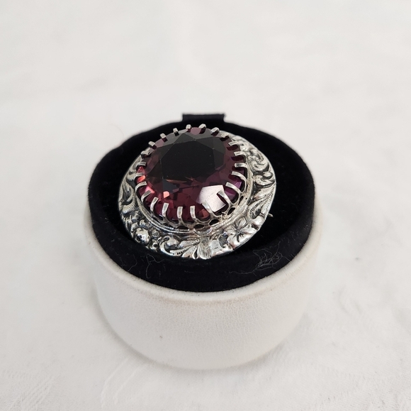 Antique Silver Scottish Amythyst Brooch - Picture 6 of 16